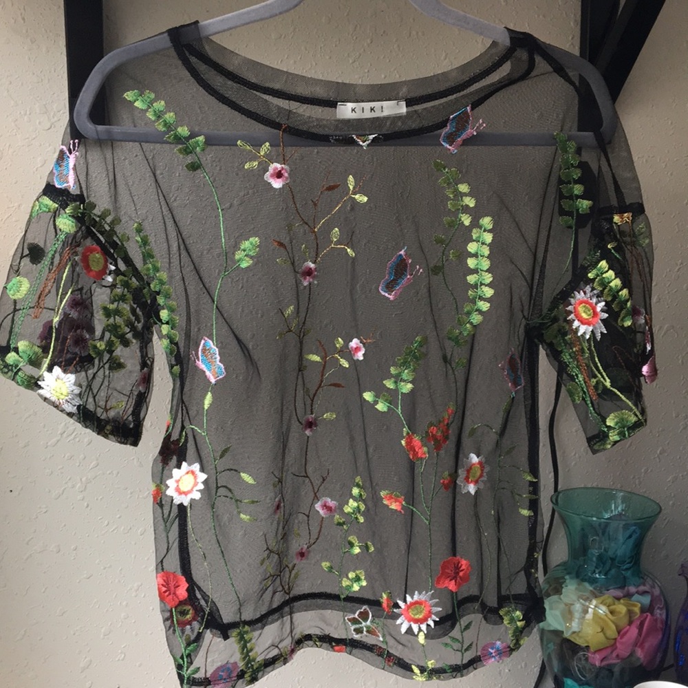 Sheer embroidered top